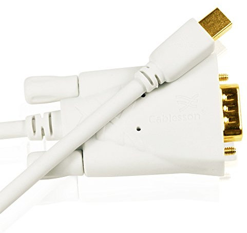 2m - Mini DisplayPort Male to VGA Male Cable by Cablesson - Thunderbolt Port Compatible - VIDEO Adapter lead for Apple iMac, Mac Mini, MacBook Pro, MacBook Air & PCs with Mini DP - Gold Plated