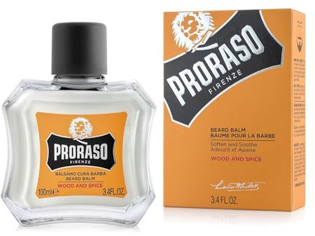 Proraso Beard Balm, Wood and Spice, 100 ml, duftender Bart Balsam schützt und pflegt den Bart und hilft, Juckreiz und Irritationen zu lindern, Made in Italy
