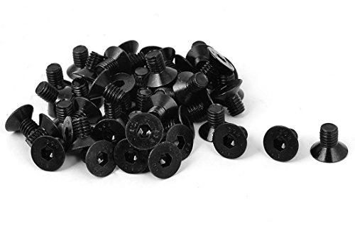 sourcing map 50 Stück M6x10mm Kohlenstoffstahl Senkkopfschrauben Schwarz | Senkkopf Innensechskantschraube, 10.9