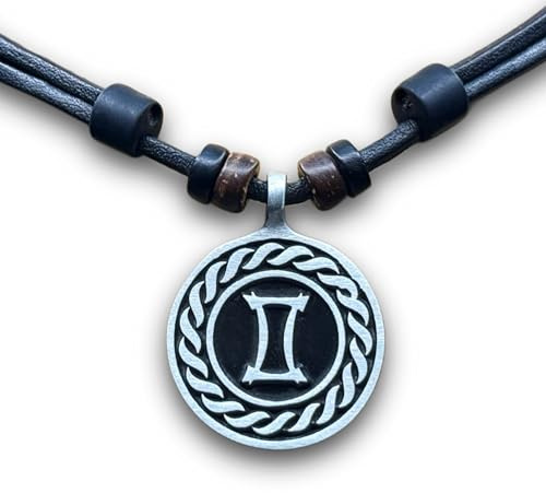 HANA LIMA Sternzeichen Tierkreiszeichen an Verstellbarer Lederkette Horoskop Horoscope Halskette Surferkette
