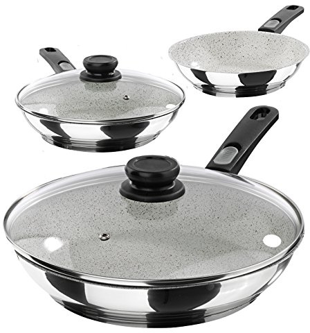 TV Unser Original 09014 bratmaxx Edelstahl Keramik-Hochrandpfannen Premium, 7-teilig