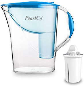 PearlCo Standard - Carafe avec filtre à eau - bleue - 1 cartouche classic incluse (compatible avec Brita Classic)