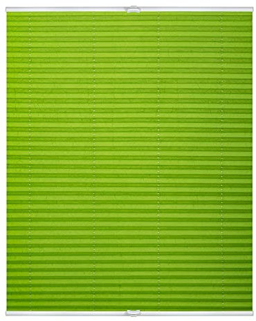 Lichtblick Plissee Klemmfix, ohne Bohren, verspannt, lichtdurchlässig, Blickdicht, Uni, mit eleganter Crushed Optik Grün,90 cm x 130 cm (B x L)