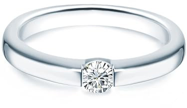 Trilani Damen-Ring/Verlobungsring/Spannring Sterling Silber rhodiniert Zirkonia weiß