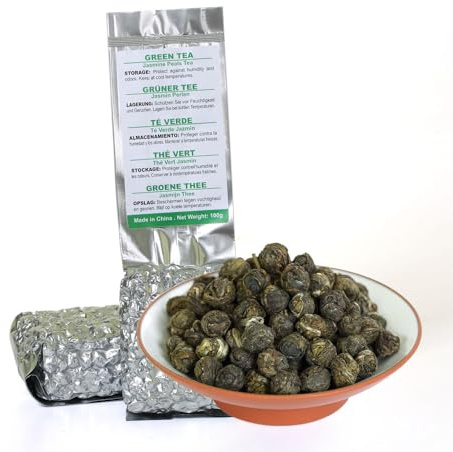 GOARTEA Jasmine Dragon Pearls - 100g / 3.5oz Premium Grade - Jasmine Pearl Green Tea - Chinese Green Tea Loose Leaf
