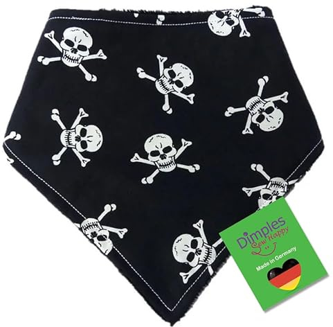 Dimples Hundehalstuch - Piraten Totenkopf schwarz - Halstuch, Bandana, Dreieckstuch für kleine mittlere und Grosse Hunde Welpen und Katzen - Tier Besitzer Geschenk - Handgemachtes Accessoire 35cm