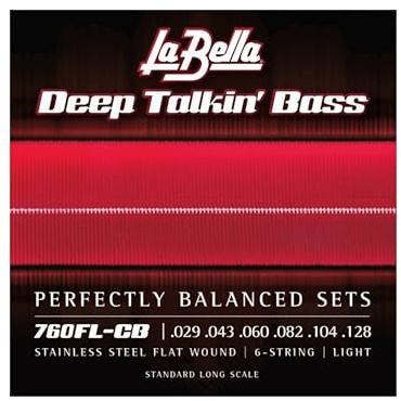 La Bella Strings »DEEP TALKIN' BASS FLATS - 760FL-CB - 6-STRING E-BASS« Saiten für 6-String E-Bass - Stainless Steel Flatwound - Light: 029-128