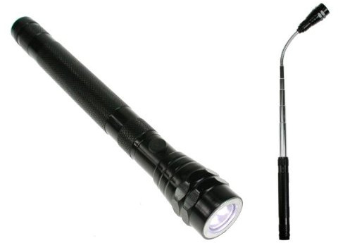 venteo - Lampe de poche télescopique - Tête flexible, embout aimanté - Fonctionne avec des piles