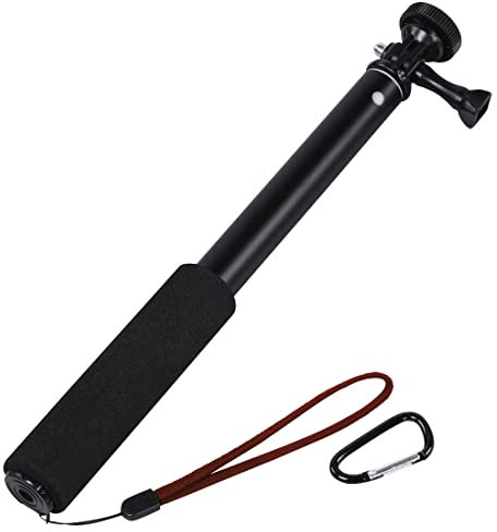 Hama Perche télescopique Selfie 90 (tige de télescope de voyage à tête inclinable pour smartphones, appareils photo et caméras d'action GoPro, monopode) Noir