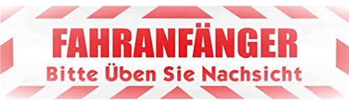 INDIGOS UG - Magnetschild Auto Fahranfänger. Bitte üben Sie Nachsicht mit Rahmen 30 x 8 cm reflektierend - Magnetfolie LKW Truck Transporter Baustellenfahrzeug Firmenwagen - flexibel