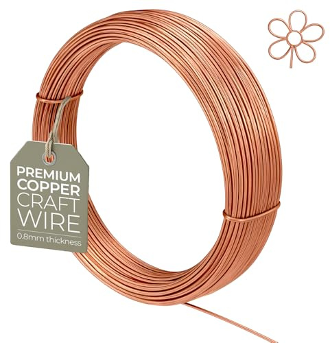 Copper Wire for Jewellery Making, 0.8mm 20 Gauge - Non-Tarnish Copper Craft Wire, Jewellery Wire & Beading - 6m