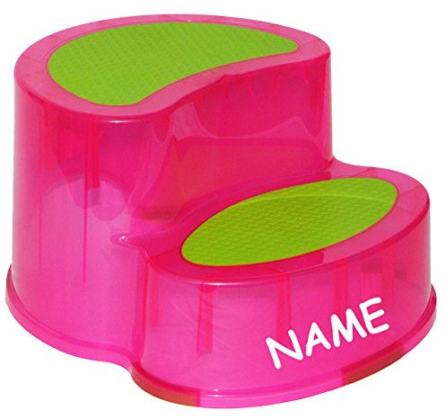 alles-meine.de GmbH Kindersitz/Trittschemel/Tritthocker - incl. Namen - groß - ROSA PINK - ideal als Erhöhung & Sitz - Kinderhocker - Toilettentrainer - für Kinder Mädchen - ..