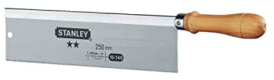 STANLEY 1-15-140 Scie À Araser Fabriquée En France - Poignée Bois - 250 Mm - 13 Dents/Pouce - Dos Renforcé - Idéal Pour Les Travaux De Finitions