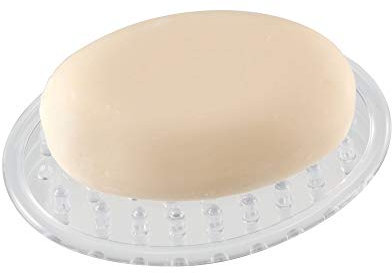 iDesign Plastic Soap Saver, Holder Tray for Bathroom Counter, Shower, Kitchen, 0.5 x 2.25 x 3.25, Pack of 2, Clear