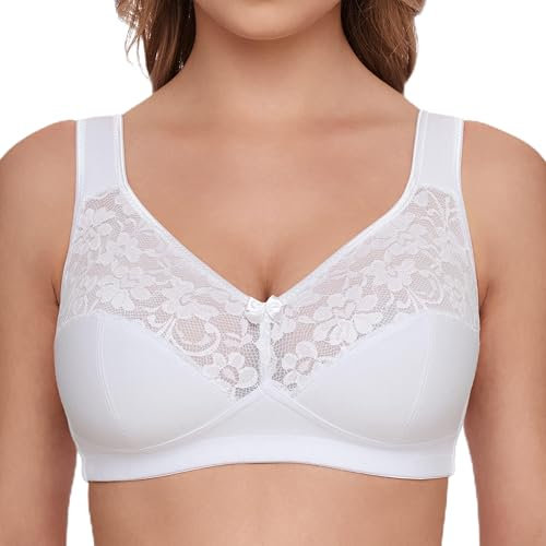 SUSA Baumwoll BH Damen 2er Pack - Basic 27931 - Größe B-E - Bügelloser BH mit Unterbrustband - 3-Geteilte Cups & verstellbare, gepolsterte Träger - Bequemer BH ohne Bügel mit Stützfunktion