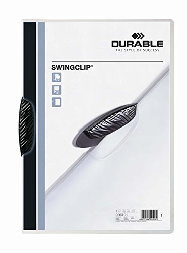 DURABLE Hunke & Jochheim Klemm-Mappe SWINGCLIP®, PP, 30 Blatt, schwarze Klemme, Mappe transparent