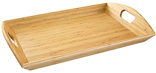 Totally Bamboo Butler's Serving Tray with Handles, Decorative Tray for Ottoman or Coffee Table, 23 x 15