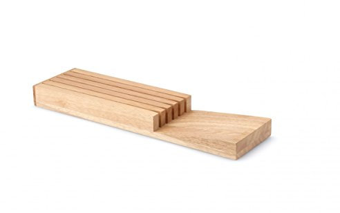 Continenta 30518 Messerblock für Schublade aus Gummibaumholz, Messerhalter, Schubladen Messerblock für 5 Messer, Größe: 39 x 11 x 3,5 cm (ohne Messer),Braun