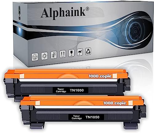 alphaink 2 Toner Compatibili con Brother TN1050 TN-1050 TN-1000 per Brother DCP-1510 DCP-1512 DCP-1612W DCP-1610W DCP-1616NW HL-1210W HL-1110 HL-1112 HL-1212W HL-1201 MFC-1810 MFC-1910W (2 Nero)