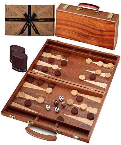 Jaques of London Backgammon Set | 15 inch | Mahogany Backgammon | Backgammon Sets Luxury | Backgammon Set for Adults | Since 1795