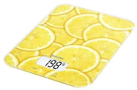Beurer KS 19 Lemon digitale Küchenwaage (Tara-Zuwiegefunktion, Sensortastenbedienung, 5 kg Tragkraft)