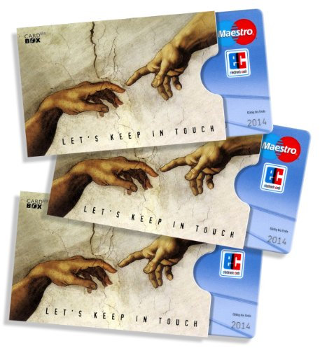 cardbox Wunderschöne Michelangelo - Kartenhülle Motiv: Ausschnitt HÄNDE aus Die Erschaffung Adams von Michelangelo Buonarroti /// 3er Set /// EC Kartenhülle, Führerscheinhülle, Ausweishülle