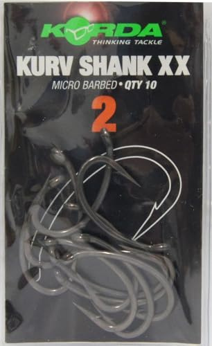 KORDA Kurv Shank XX Haken, extra starke Drahtstärke für extremes Karpfenangeln und große Fische, zuverlässiger Halt im Fischmaul, 10 Stück