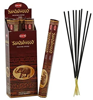 Hem Encens Bois de Santal Fait Main Noir Lot de 6 Boîtes/120 Bâtons