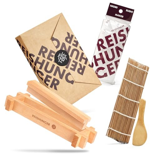 Reishunger Sushi Equipment Box, inkl. Easy Sushi Maker + Rezeptkarte: Maki, Inside-Out und Nigiri Sushi zu Hause zubereiten Sushi Fans