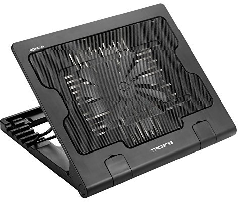 Tacens Abacus - Base di raffreddamento per portatili (Fino 17 Pollici, Ventola 18cm, 12 db, 6 anguli de inclinazione ,2 X USB 2.0, Ergonomici), nero