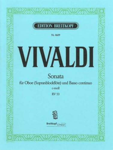 Sonate in c-moll RV 53 für Oboe (Sopranblockflöte) und Bc - Breitkopf Urtext (EB 8609)