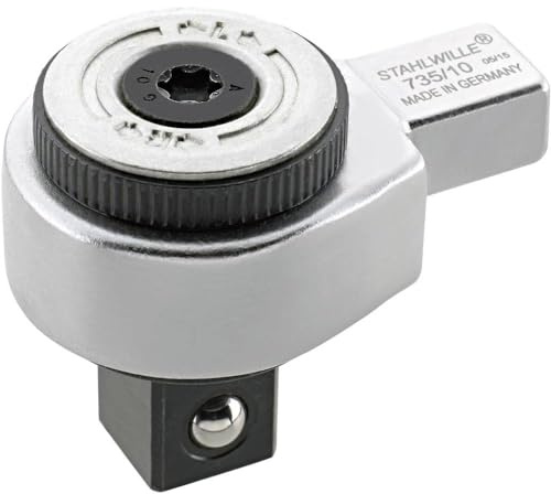 STAHLWILLE Nr. 735/10 l 1/2“ Feinzahn-Einsteckknarre l 9x12 mm Aufnahme l zum Einstecken in Drehmomentschlüssel l kompakte Bauform l Made in Germany