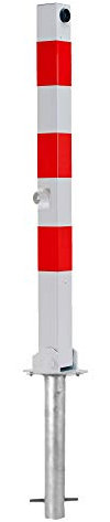 ABSPERRPFOSTEN 70x70mm Vierkantrohr, Umlegbar mit Dreikantverschluß, zum Einbetonieren, 1 Öse, Poller, Parkplatzsperre