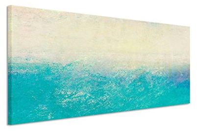 150x50cm Leinwandbild auf Keilrahmen Hintergrund abstrakt blau creme Wandbild auf Leinwand als Panorama