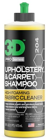 3D Upholstery & Carpet Shampoo - High Foam Stain Remover & Odor Eliminator Shampoo 16oz.
