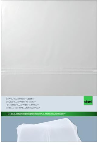 SIGEL SM180 Fundas dobles transparentes, para A4, 10 unds.