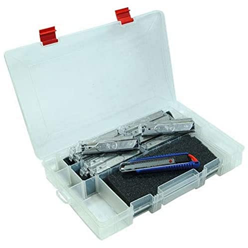 Lutz Cutter-Messer Set mit Sortimentsbox (200 Klingen, 1 Cutter, 18 mm, Maße Box 255x45x205 mm, Universalmesser mit Ersatzklingen) 480741