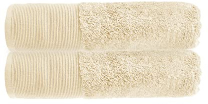 Allure Pack of 2 Bamboo Bath Towels 70 x 125cm – Luxury Super Soft Hypo-Allergenic Plush 550GSM Pair of Bathroom Towels (Sand)