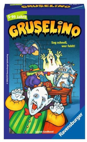 Ravensburger 23081 - Gruselino, Mitbringspiel für 2-4 Spieler, Suchspiel ab 5 Jahren, kompaktes Format, Reisespiel