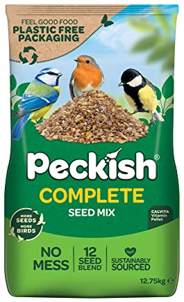 Peckish 60050105 Complete Seed and Nut No Mess Wild Bird Food Mix, 12.75kg, transparent