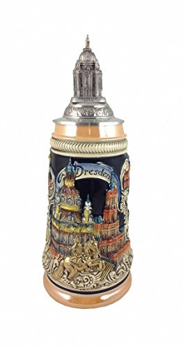 Zöller & Born Bierkrug Panorama Dresden gelb bemalt mit Frauenkirche Seidel 0,5 Liter Bierseidel
