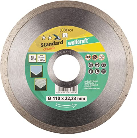 wolfcraft Diamant-Trennscheibe, mit geschlossenem Rand Ø 180 I 8383000 I für Fliese und Feinsteinzeug