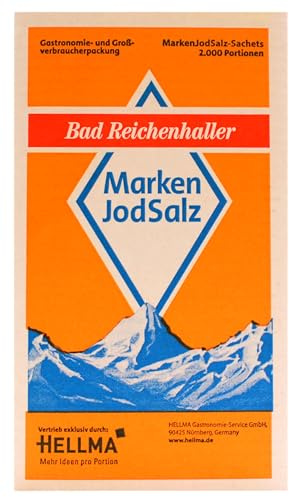 Bad Reichenhaller Alpen-Jod-Salz 2000 Stk. je 1 g - 2 kg Vorrats-Box - Salztütchen einzeln verpackt, für Cafés und Gastronomie