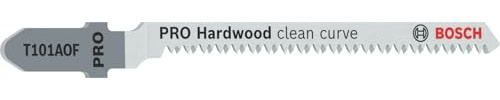 Bosch 5x PRO Hardwood Clean T101AOF Curve Jigsaw Blade (for Hardwood, Multiplex board, Length 83 mm, Professional Accessory Jigsaw)