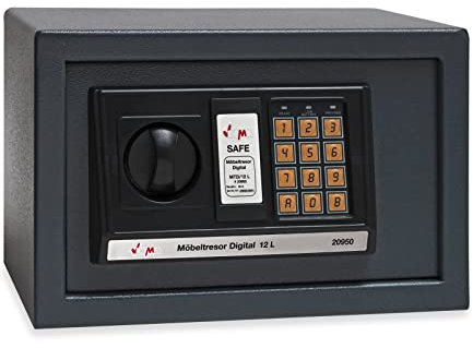 DEMA Möbeltresor 12 L – Wandtresor, Wandsafe, Tresor, Digital Safe, Geldschrank – robust, sicher, langlebig – für Wertsachen, Dokumente, Schmuck, Heim, Büro, Wohnung, Schutz, Sicherheit
