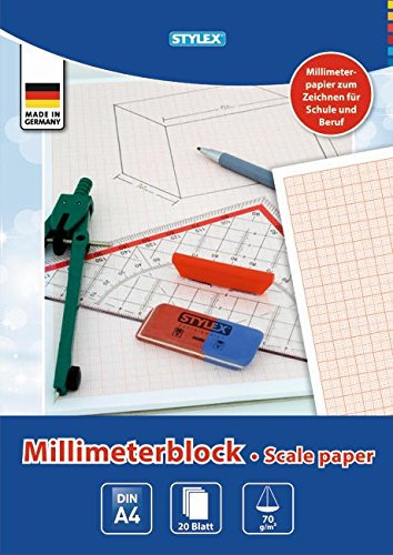 STYLEX 29330 Millimeterblock, holzfrei, DIN A4, 20 Blatt
