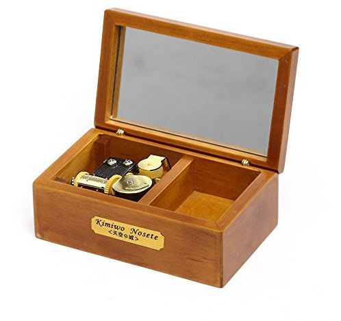 Youtang 18 Noten H?lzerne Spieldose zum Aufziehen Schmuckdose mit Spiegel und Samt,Darin Legen Ihre Ringe, Spiel Lilium from Elfen Lied, Goldenes musikalistches R?derwerk, Model M33