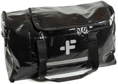 FENOMED Bekleidungstasche 86L Schwarz - Feuerwehr Tasche & Rettungsdienst Tasche aus PVC Plan-Material - Sporttasche - Einsatztasche mit Schuhfach, Reflektorstreifen, Schultergurt, große Reisetasche