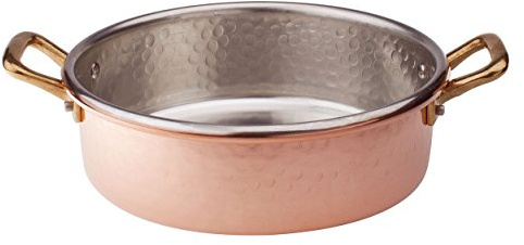 Pentole Agnelli COCM4M20 Family Cooking Casseruola in Rame con 2 Manici in Ottone, 20 cm