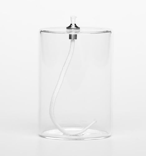 Firefly Fuels Refillable Glass Oil Candle - 4 Inch Pillar-Style Reusable Liquid Candle for Atmosphere, Events, and Emergency Lighting - Use with Liquid Paraffin or Lamp Oil